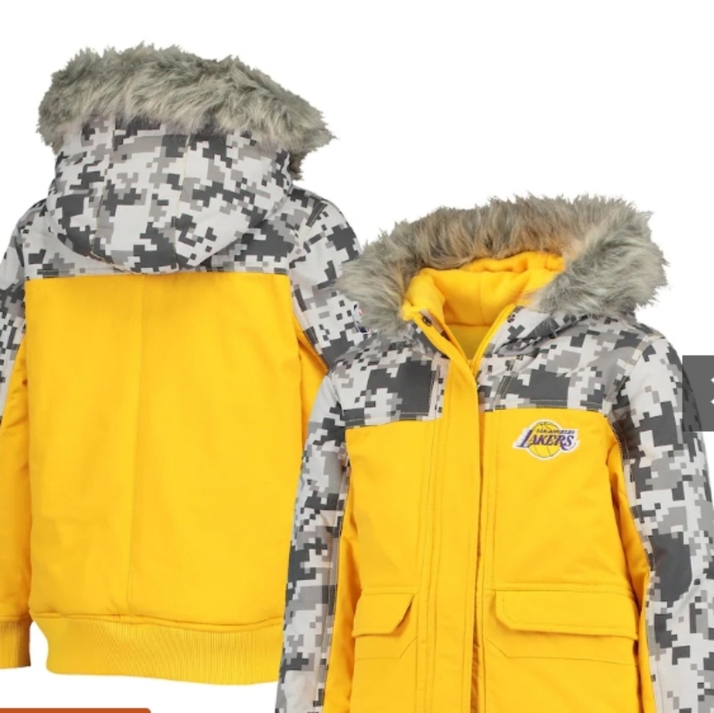 Los Angeles Lakers Youth Playmaker Camo Hoodie Full-Zip Jacket - Gold S-8